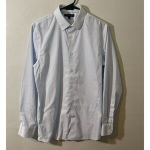 Banana Republic Men’s Slim Fit Dress Shirt M Blue Check Non-Iron 100% Cotton
